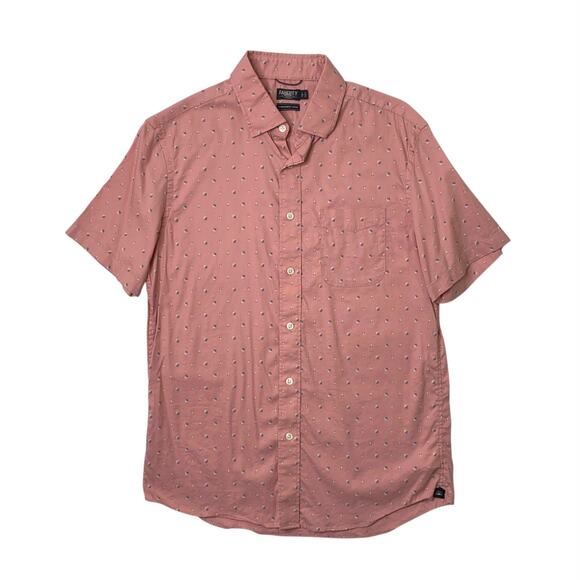 Faherty Shirt Men S Small Movement Geo Print Short Sleeve Button Up Cotton Blend - Picture 1 of 10